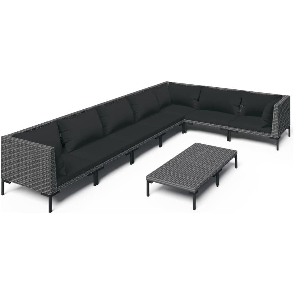 Set Divani Giardino 8 Pz Con Cuscini In Polyrattan Grigio Scuro - Foto 1