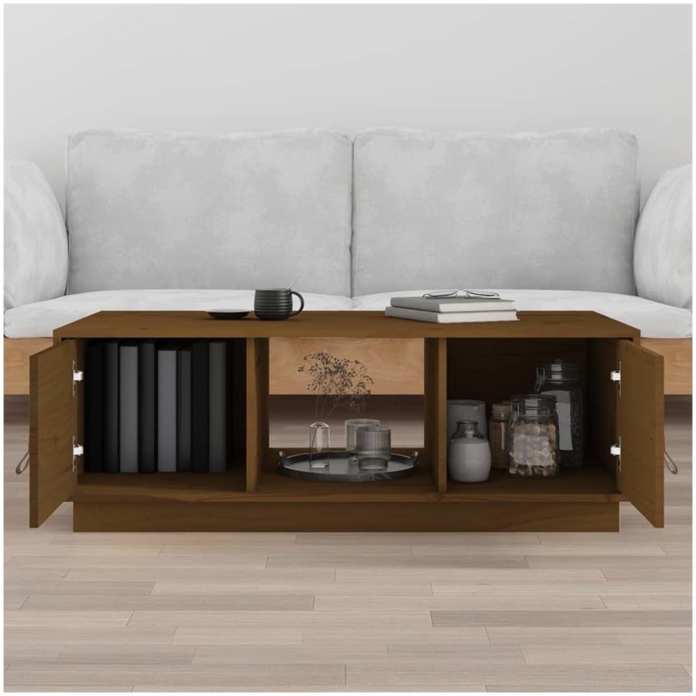 Tavolino Da Salotto Miele 100x50x35 Cm Legno Massello Di Pino - Foto 3