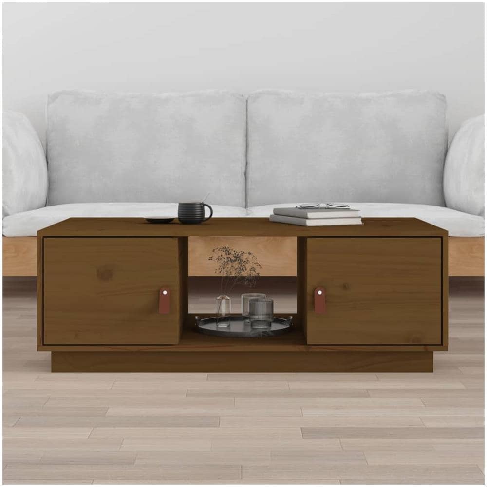 Tavolino Da Salotto Miele 100x50x35 Cm Legno Massello Di Pino - Foto 1