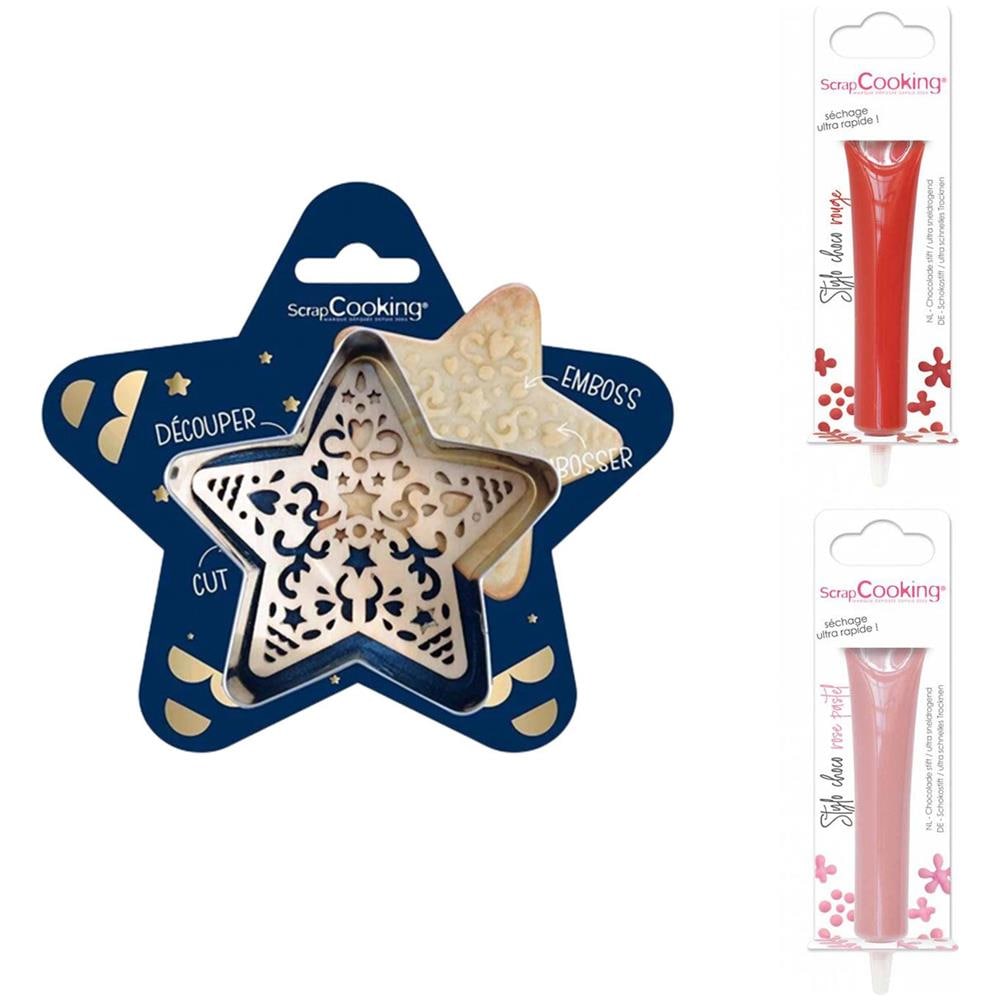 Kit Tagliabiscotti Stella + 2 Penne Al Cioccolato Pastello Rosse E Rosa - Foto 2