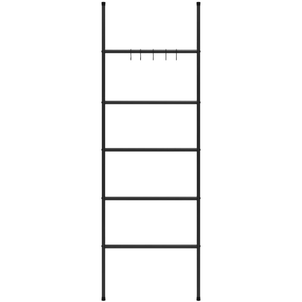 Scala Porta Asciugamani Con 5 Livelli Nera 58x175 Cm In Ferro - Foto 3