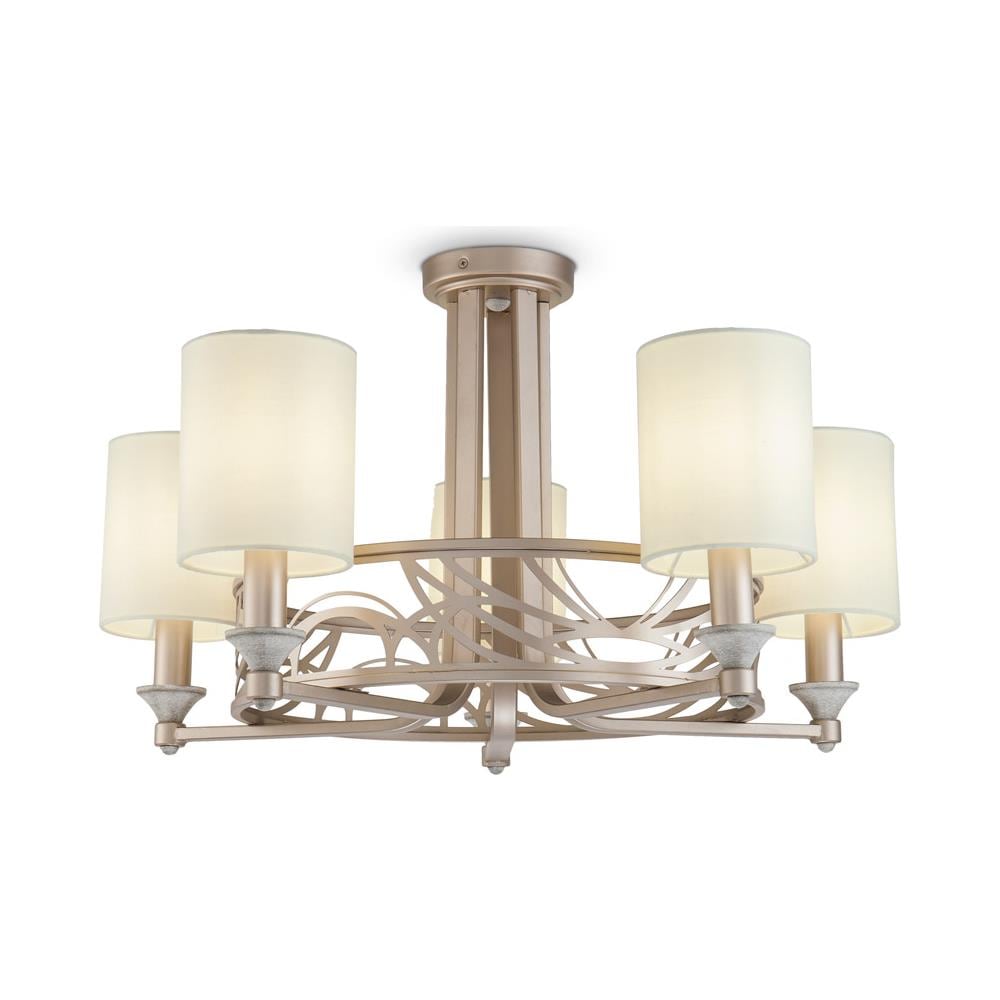 Lampadario Contemporaneo Vittoria Metallo Oro 5 Luci Diffusori In Pvc Crema - Foto 1