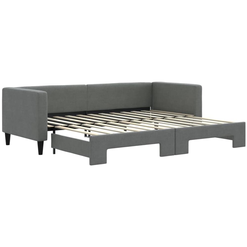 Divano Letto Con Letto Estraibile Grigio Scuro 80x200 Tessuto - Foto 2