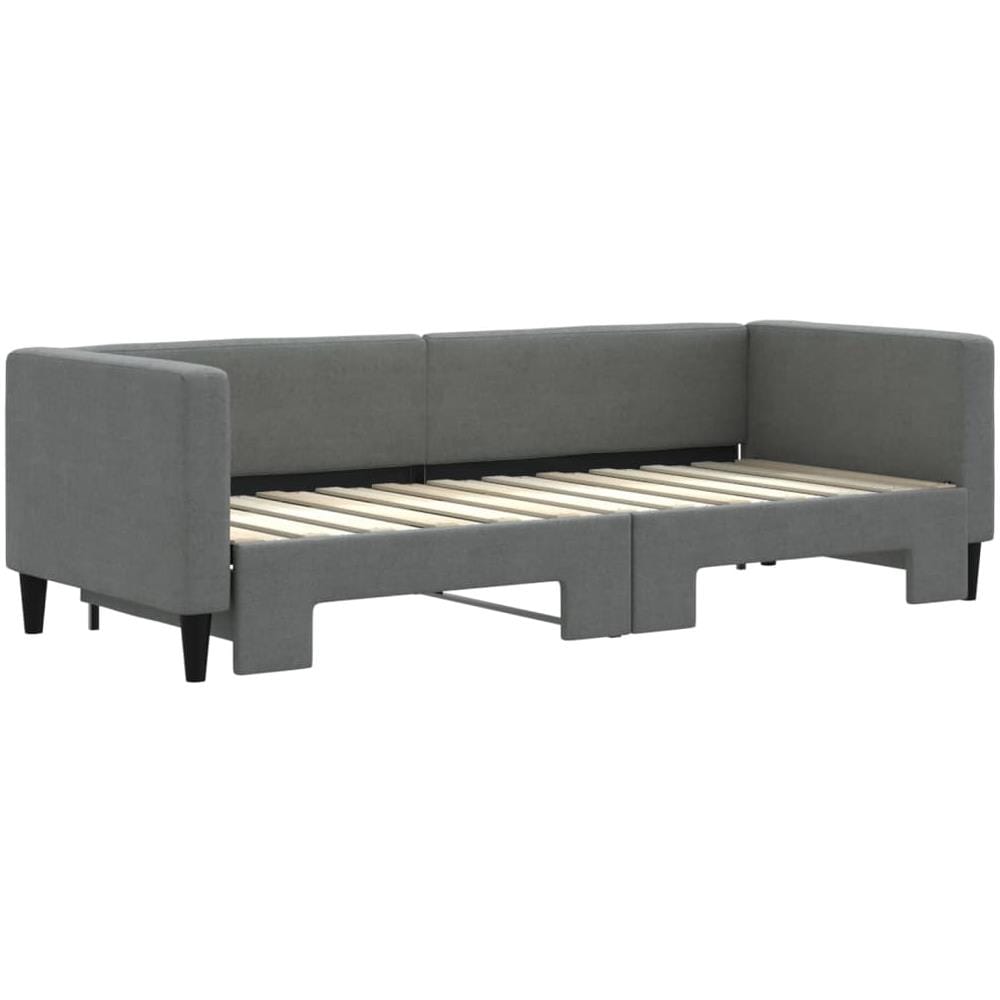 Divano Letto Con Letto Estraibile Grigio Scuro 80x200 Tessuto - Foto 3