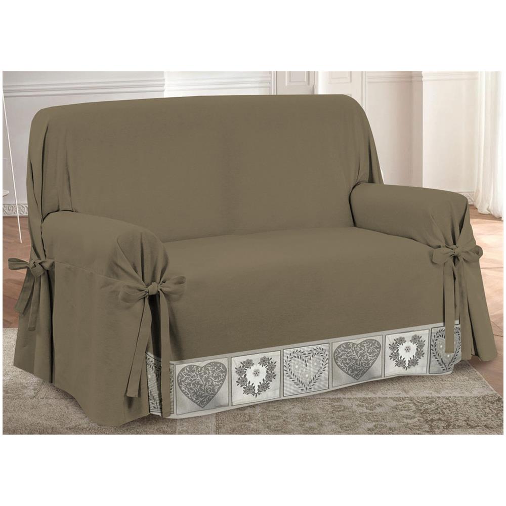 Copridivano Fodera Telo Protezione Divano Con Laccetti Fiocco Balza Cuori 2 Posti Cuori - Foto 1