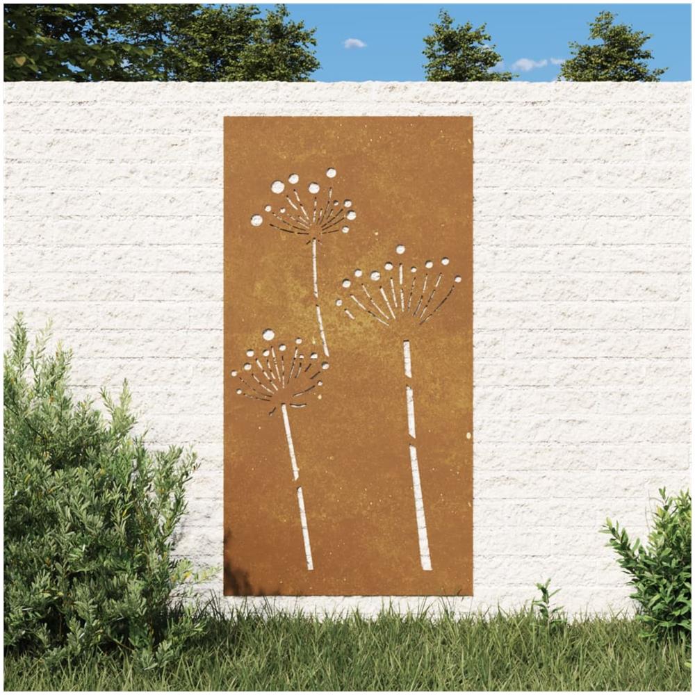 Decorazione Muro Da Giardino 105x55 Cm Fiore In Acciaio Corten - Foto 1