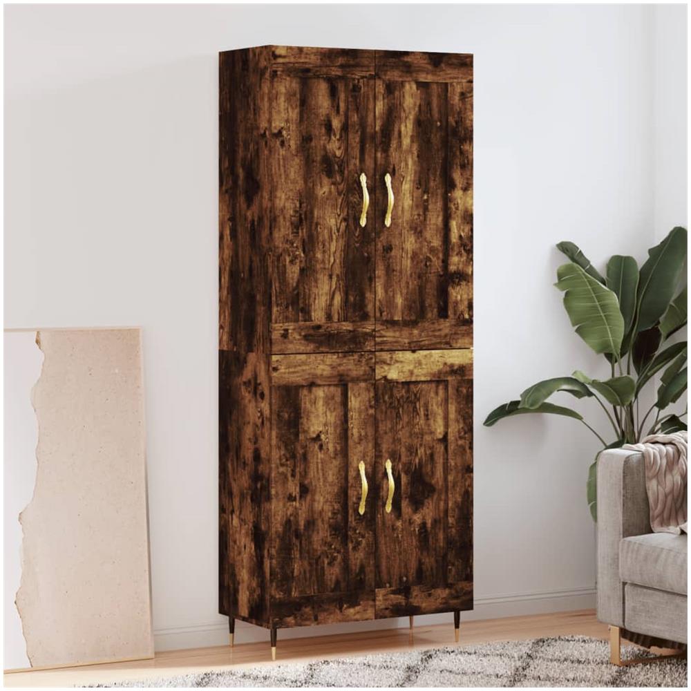 Credenza Rovere Fumo 69,5x34x180 Cm In Legno Multistrato - Foto 1