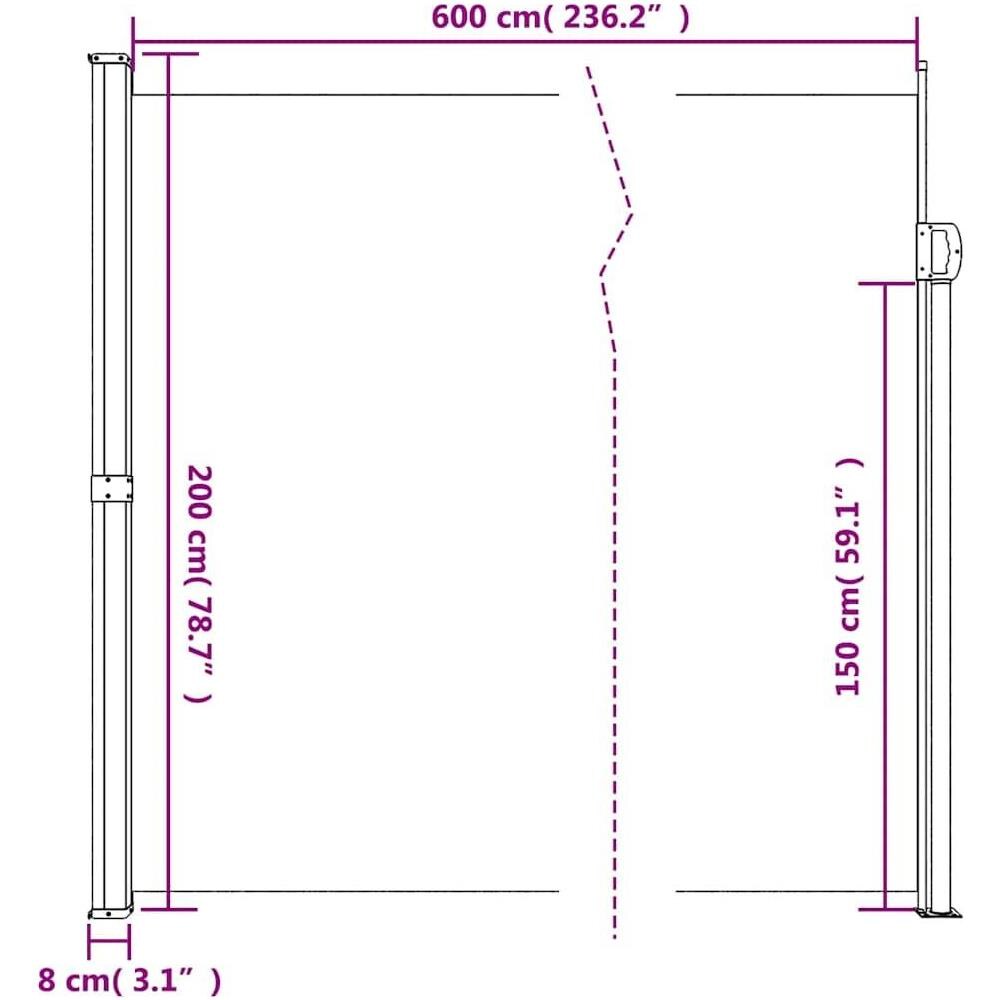 Tenda da Sole Laterale Retrattile Verde Scuro 200x600 cm - Foto 10