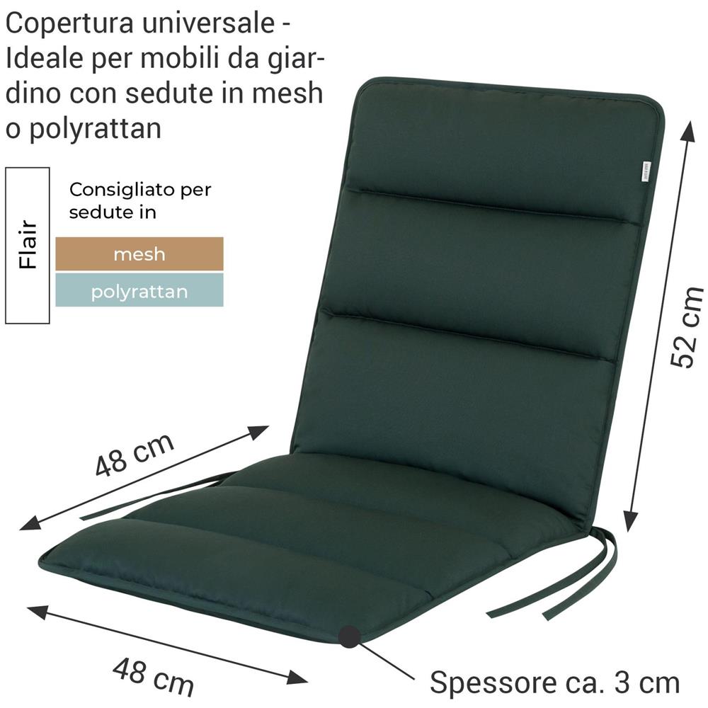 Cuscino per sedia bassa FLAIR - 100x48 cm - Verde muschio - Set da 2 - Foto 2