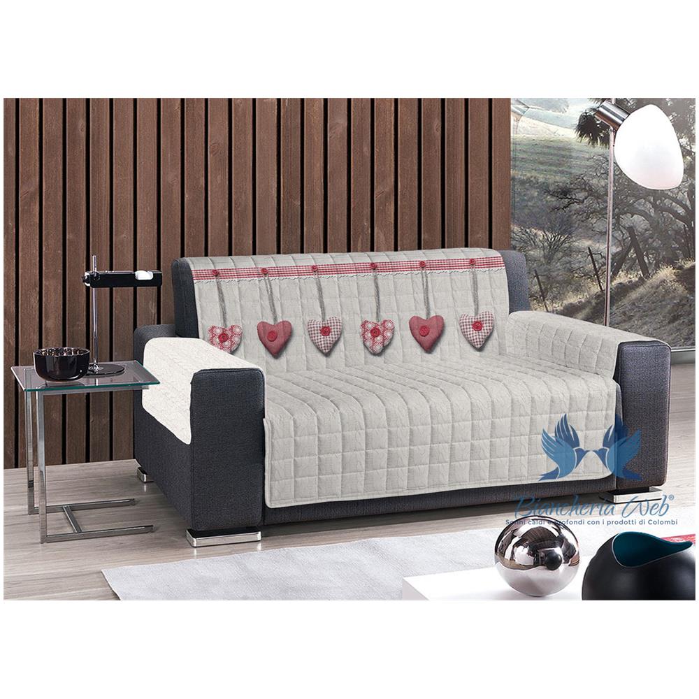 Copridivano Trapuntato Disegno Cuore Appeso Poltrona Rosso - Foto 2