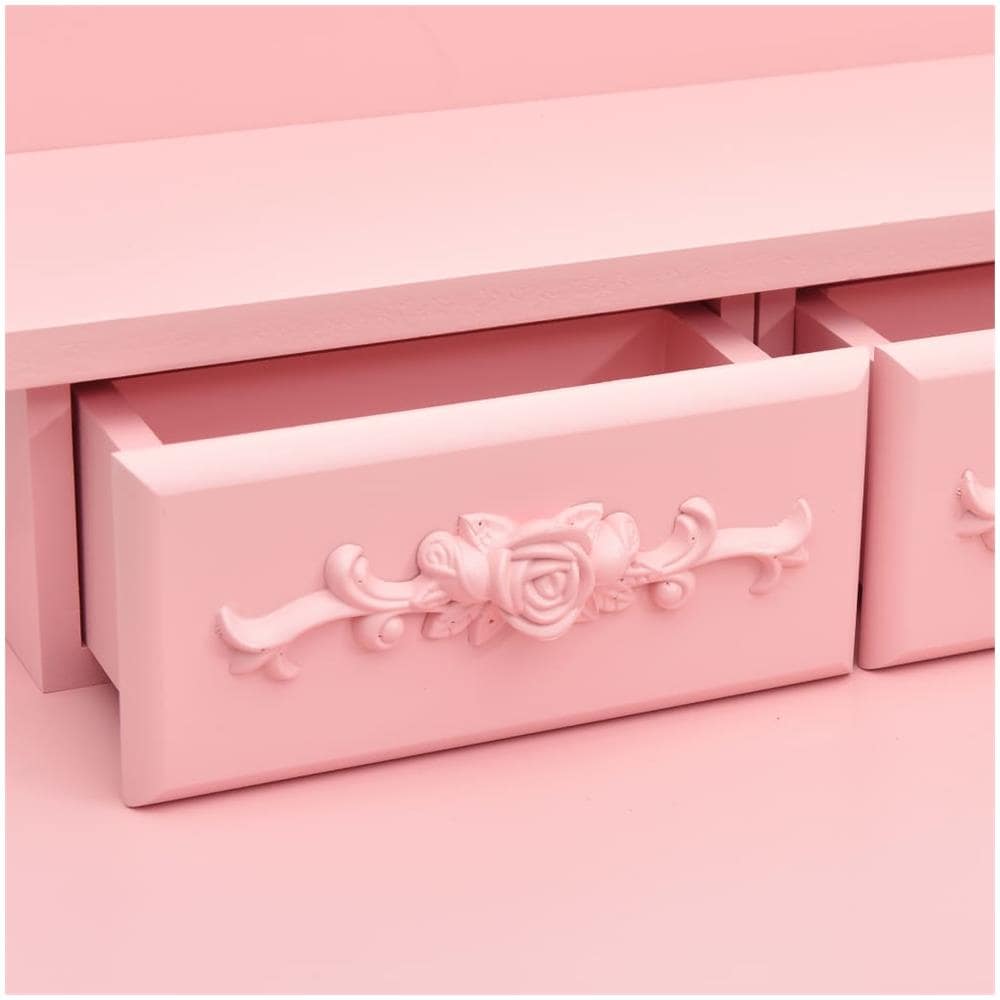 Tavolo Da Trucco Con Sgabello Rosa 50x59x136 Cm Legno Paulownia - Foto 2