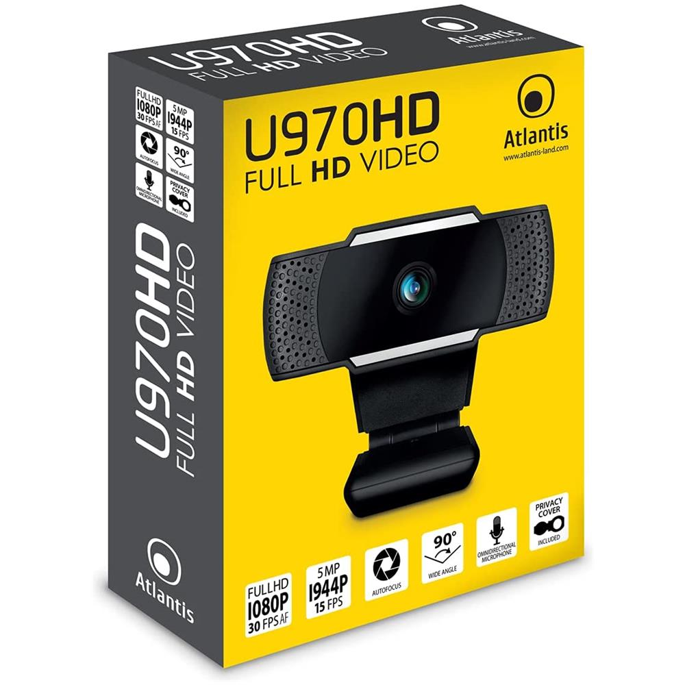 Webcam U970HD Full HD con Microfono Intergrato USB Colore Nero - Foto 4