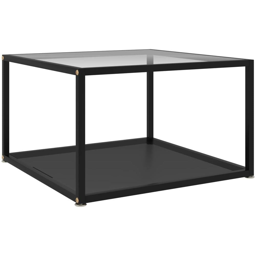 Tavolino Da T Trasparente E Nero 60x60x35cm In Vetro Temperato - Foto 1