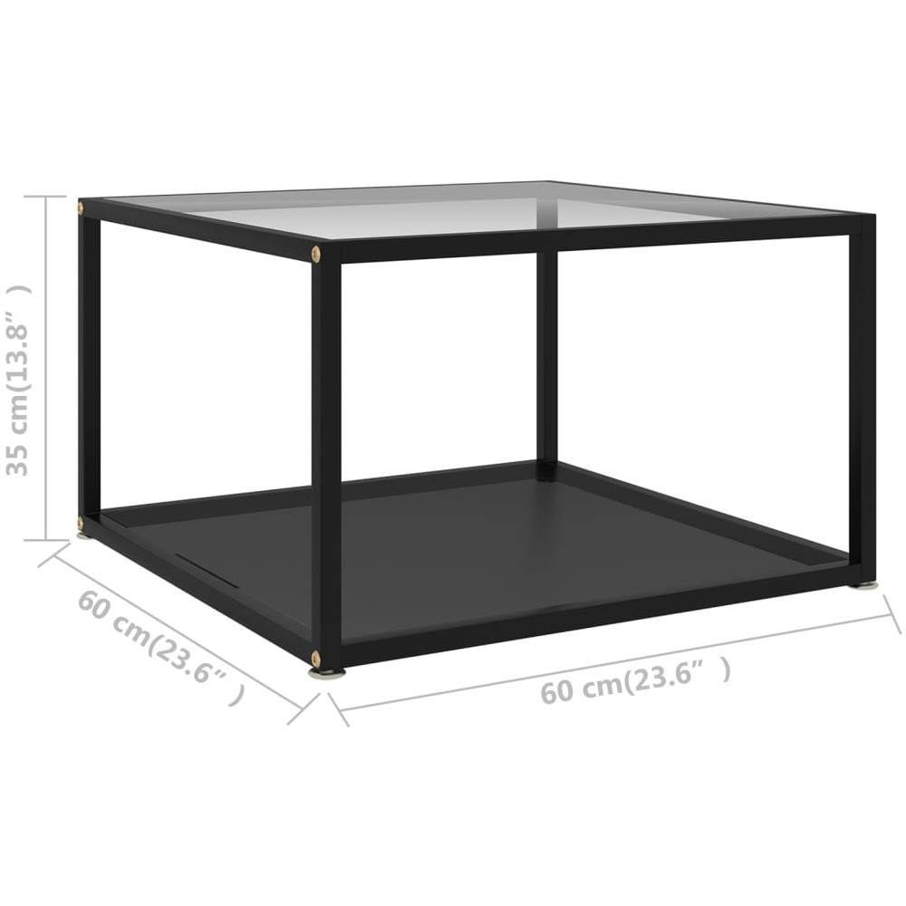 Tavolino Da T Trasparente E Nero 60x60x35cm In Vetro Temperato - Foto 5