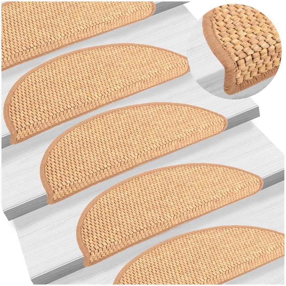 Tappeti Autoadesivi Scale Aspetto Sisal 15 pz 56x17x3 cm Sisal - Foto 1