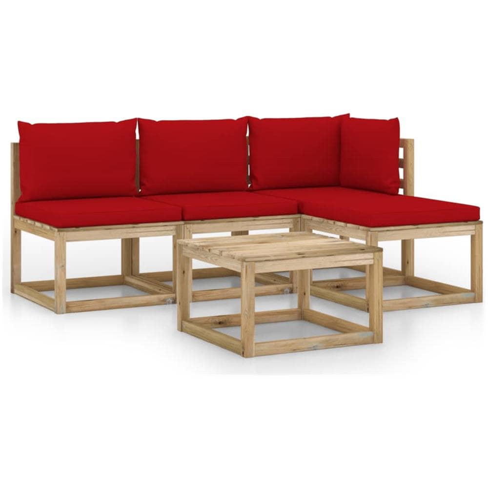 Set Divani Giardino 6 pz con Cuscini in Legno Massello di Pino vidaXL