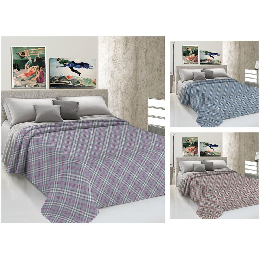 Copriletto Piquet Primavera Estate 100% Cotone Disegno Scotty Scozzese Singolo Rosa - Foto 1