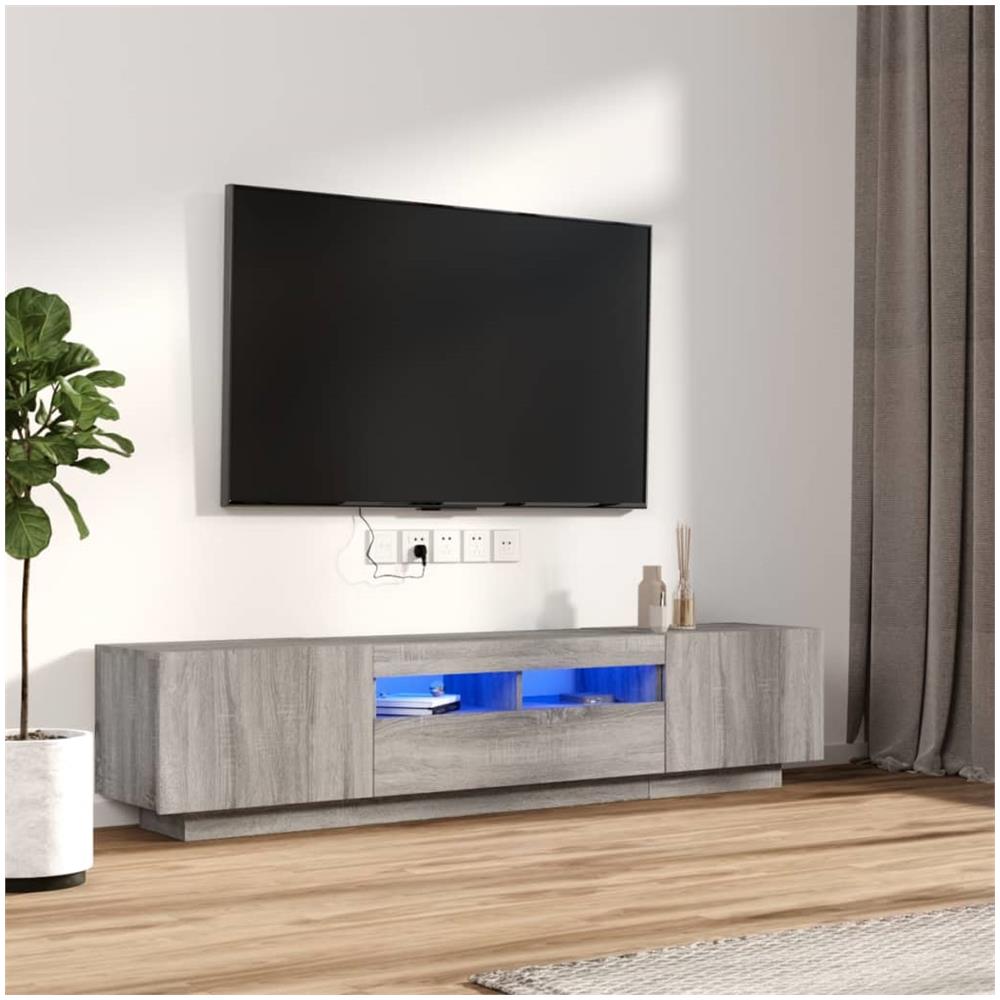 Set Mobili Tv 2 Pz Con Luci Led Grigio Sonoma Legno Multistrato - Foto 1