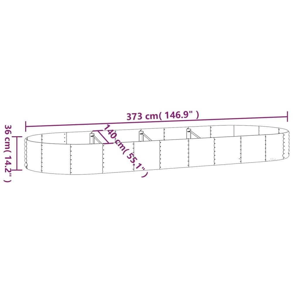 Vaso Giardino Acciaio Verniciato a Polvere 373x140x36 cm Verde - Foto 5