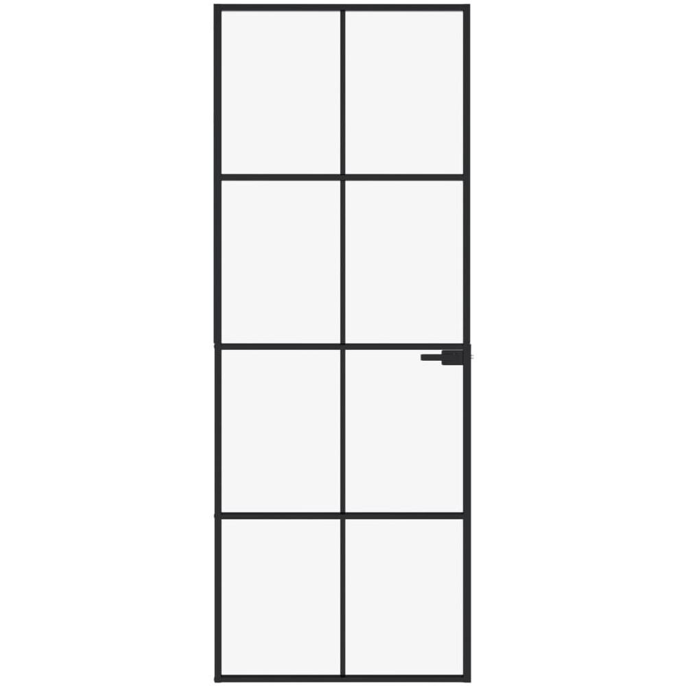 Porta Interna Nera 76x201,5cm Vetro Temperato Alluminio Sottile - Foto 7