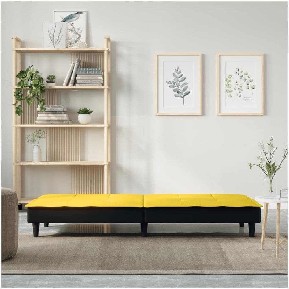 Divano Letto Giallo Chiaro In Tessuto - Foto 2