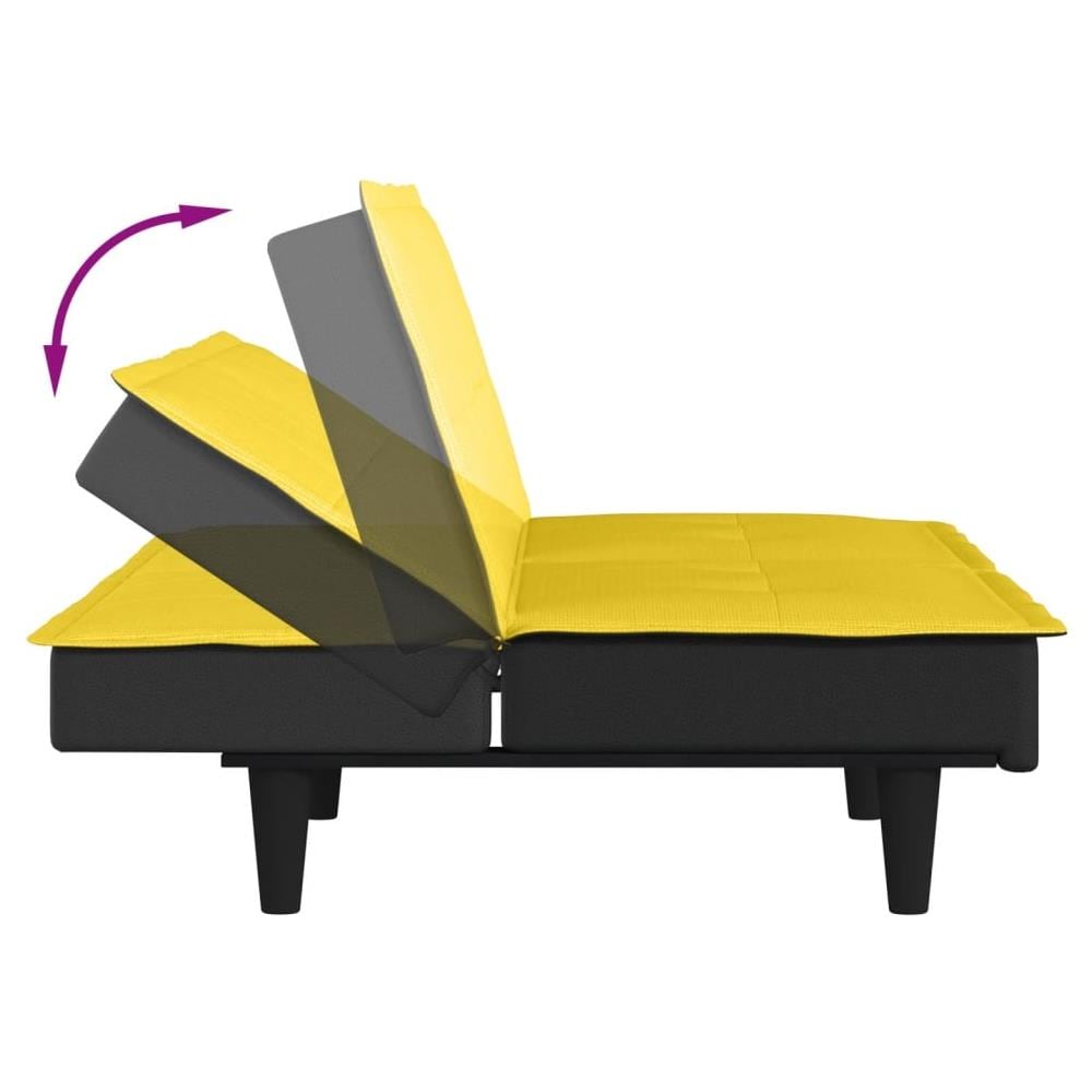 Divano Letto Giallo Chiaro In Tessuto - Foto 9