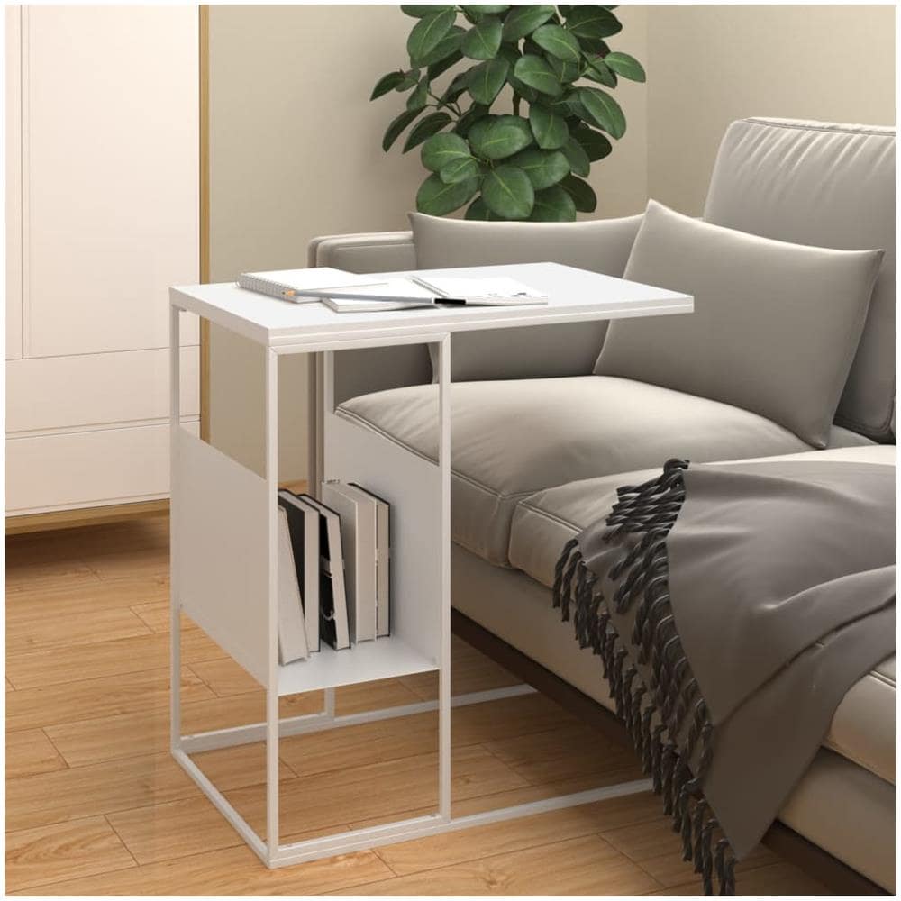 Tavolino Bianco 55x36x59,5 Cm Legno Multistrato - Foto 1