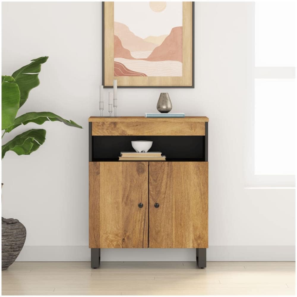 Credenza Con 2 Ante 60x33x75 Cm In Legno Massello Di Mango - Foto 1
