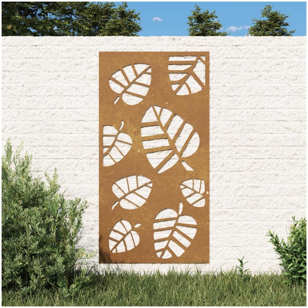 Decorazione Muro Da Giardino 105x55 Cm Foglia Acciaio Corten - Foto 1