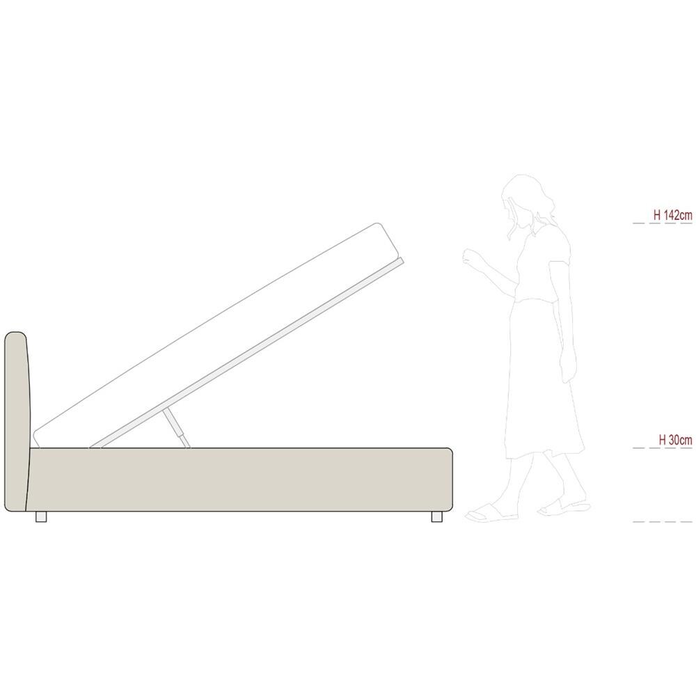 Letto Matrimoniale, Modello Santa Fe Dallo Stile Eccentrico E Informale, Rete Da 160x190 Cm Con Doghe In Legno, Box Contenitore, Tessuto Sfoderabile, Made In Italy - Foto 7