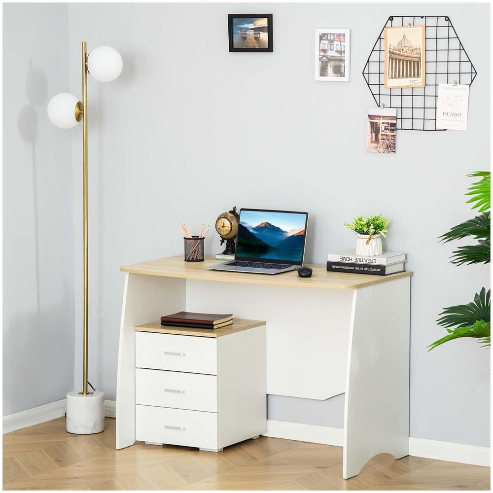 Scrivania con Cassettiera Moderna in Legno, Scrivania PC per Camera e Ufficio, 110x55x75cm - Foto 2