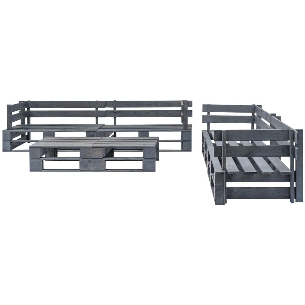 Set Divani Da Giardino Con Pallet 6 Pz Legno Fsc Grigio - Foto 2