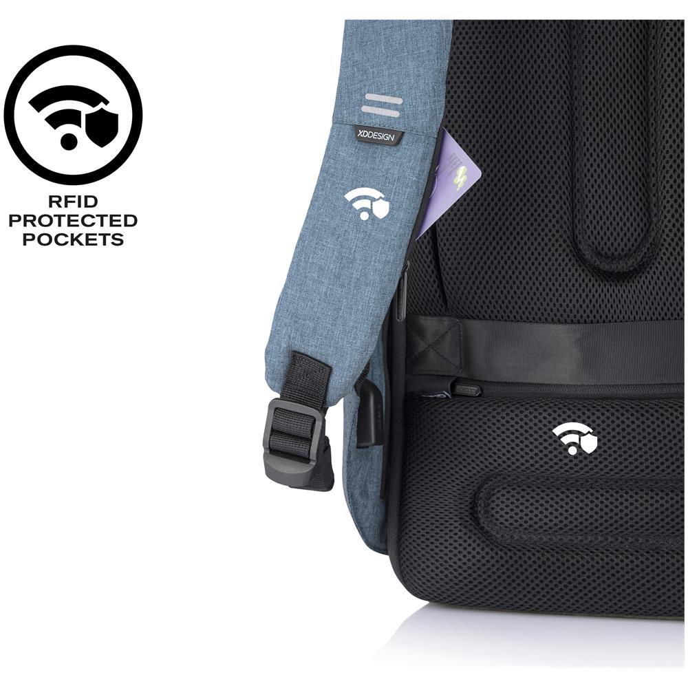 Bobby Hero Small Zaino Antifurto Usb Azzurro (borsa Unisex)  - Foto 8
