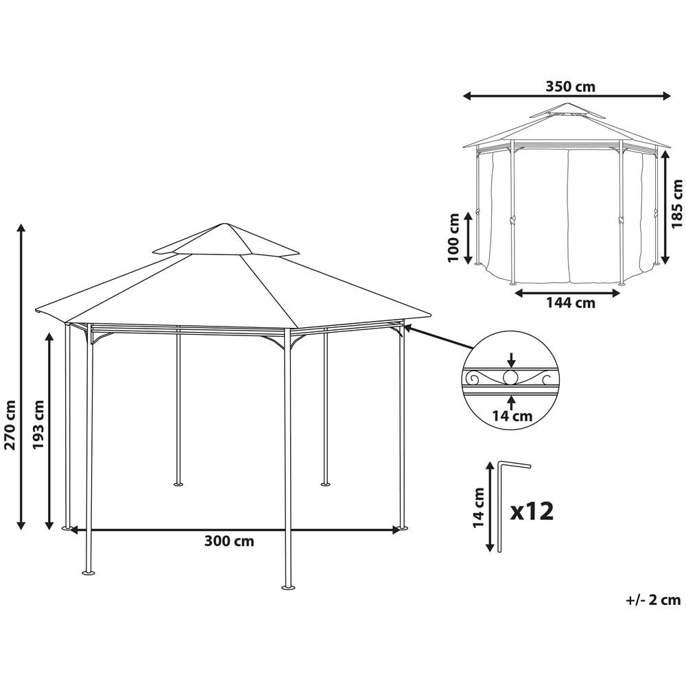 Gazebo In Acciaio E Tessuto Beige Ø350 Cm Portel - Foto 2