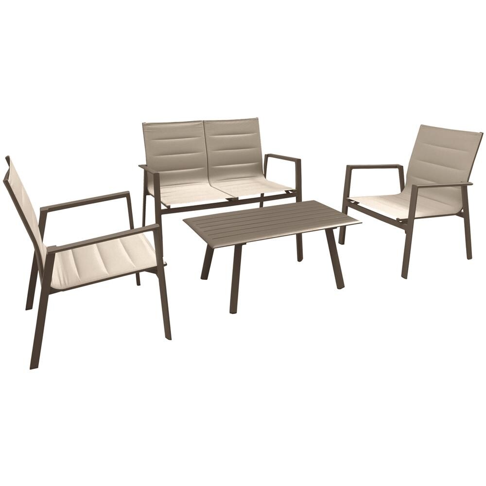 Salotto Illinois Con Divano, Poltrone E Tavolo, Taupe Beige - Foto 1
