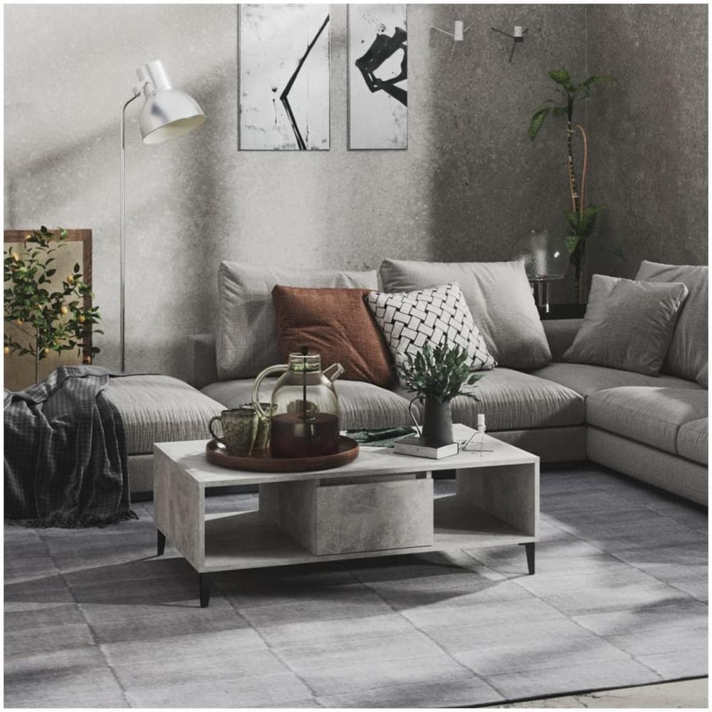 Tavolino Consolle VidaXL - 105x30x80 Cm, Legno Multistrato, Grigio Cemento - Foto 3