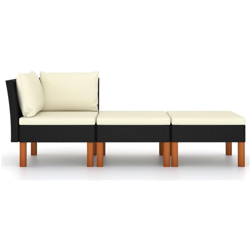 Set di Divani da Giardino 3 pz Polyrattan Massello di Eucalipto - Foto 2
