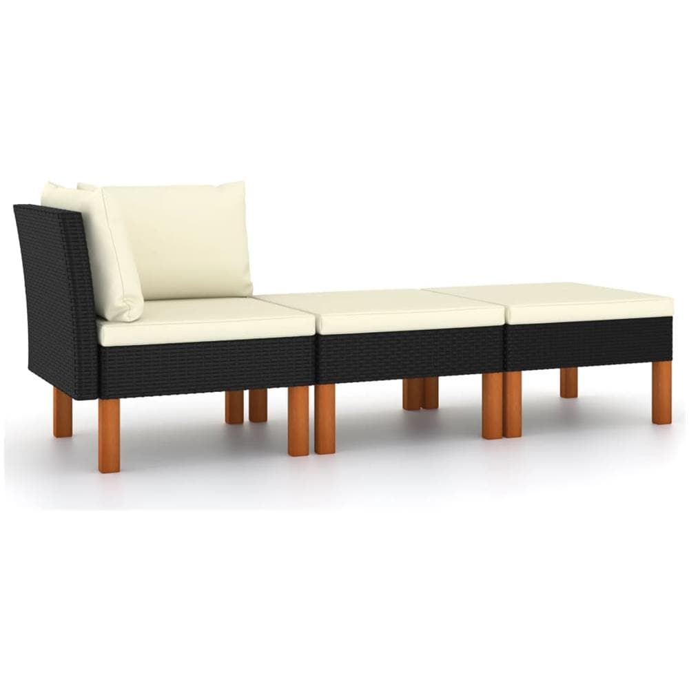 Set di Divani da Giardino 3 pz Polyrattan Massello di Eucalipto - Foto 1
