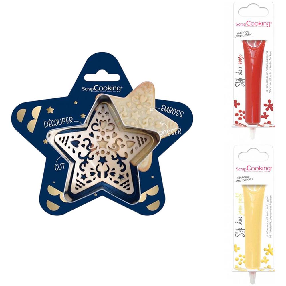 Kit Tagliabiscotti Stella + 2 Penne Al Cioccolato Pastello Rosso E Giallo - Foto 2