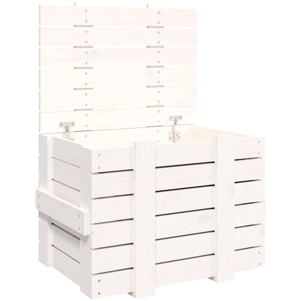 Contenitore Portaoggetti Bianco 58x40,5x42 Cm Massello Di Pino - Foto 2