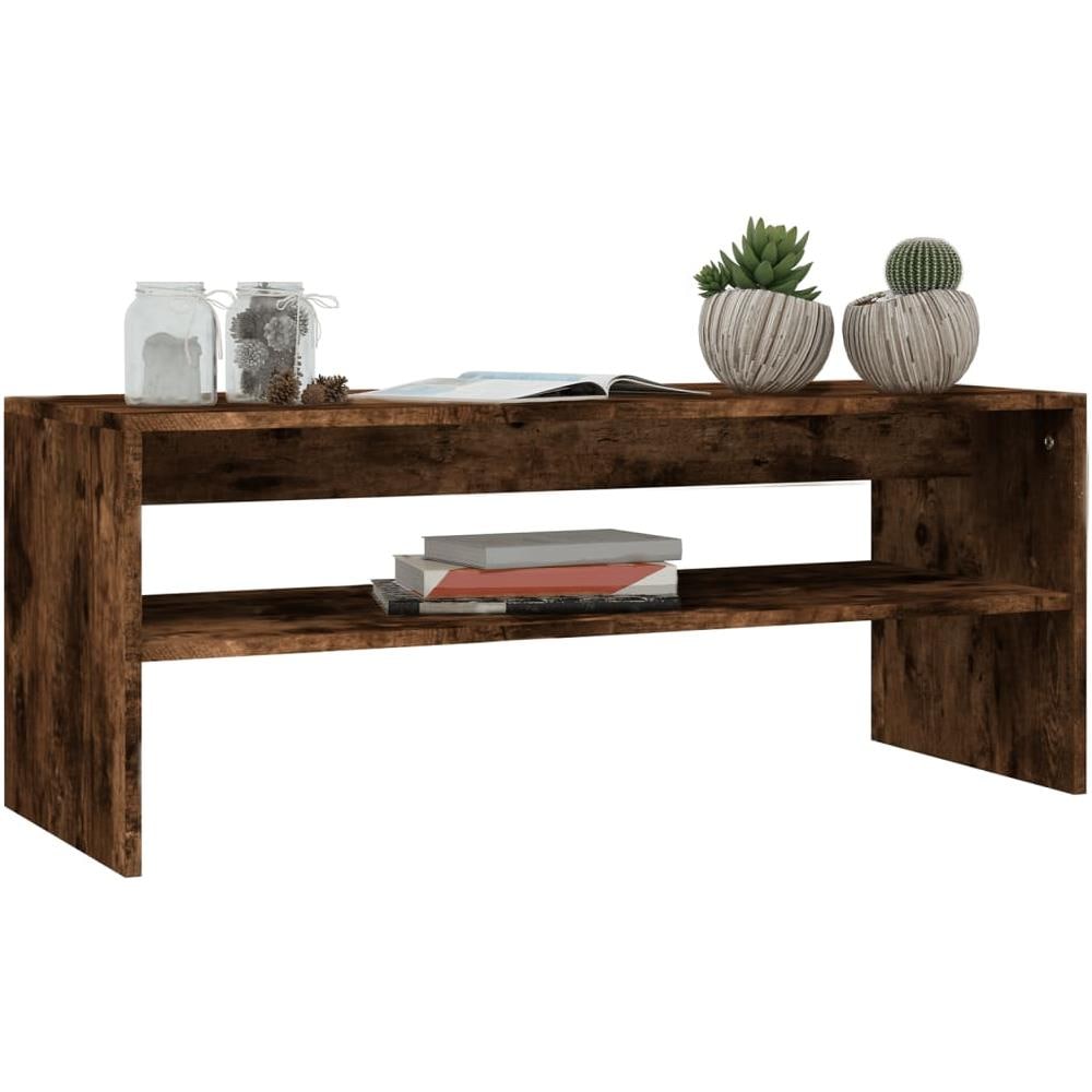 Tavolino Da Salotto Rovere Fumo 100x40x40 Cm Legno Multistrato - Foto 3