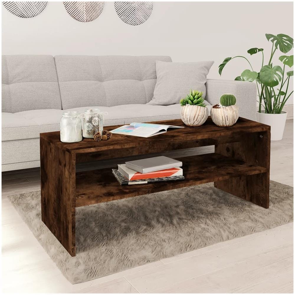 Tavolino Da Salotto Rovere Fumo 100x40x40 Cm Legno Multistrato - Foto 1