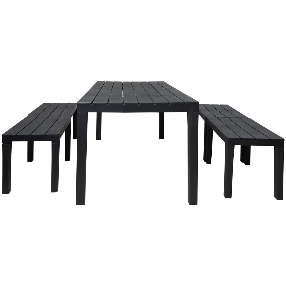 Set Salotto Da Esterno Sanremo, Set Da Giardino Con 1 Tavolo Rettangolare E 4 Panchine, Set Indoor E Outdoor Da Pic Nic, 100% Made In Italy, Antracite - Foto 3