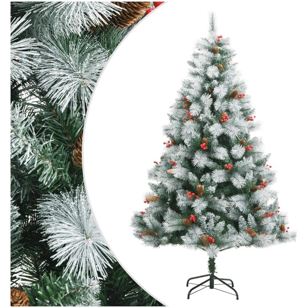 Albero Natale Artificiale Incernierato Con Pigne E Bacche 180cm - Foto 1