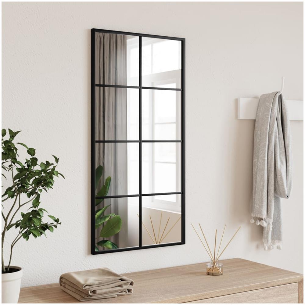Specchio Da Parete Nero 40x80 Cm Rettangolare In Ferro - Foto 1