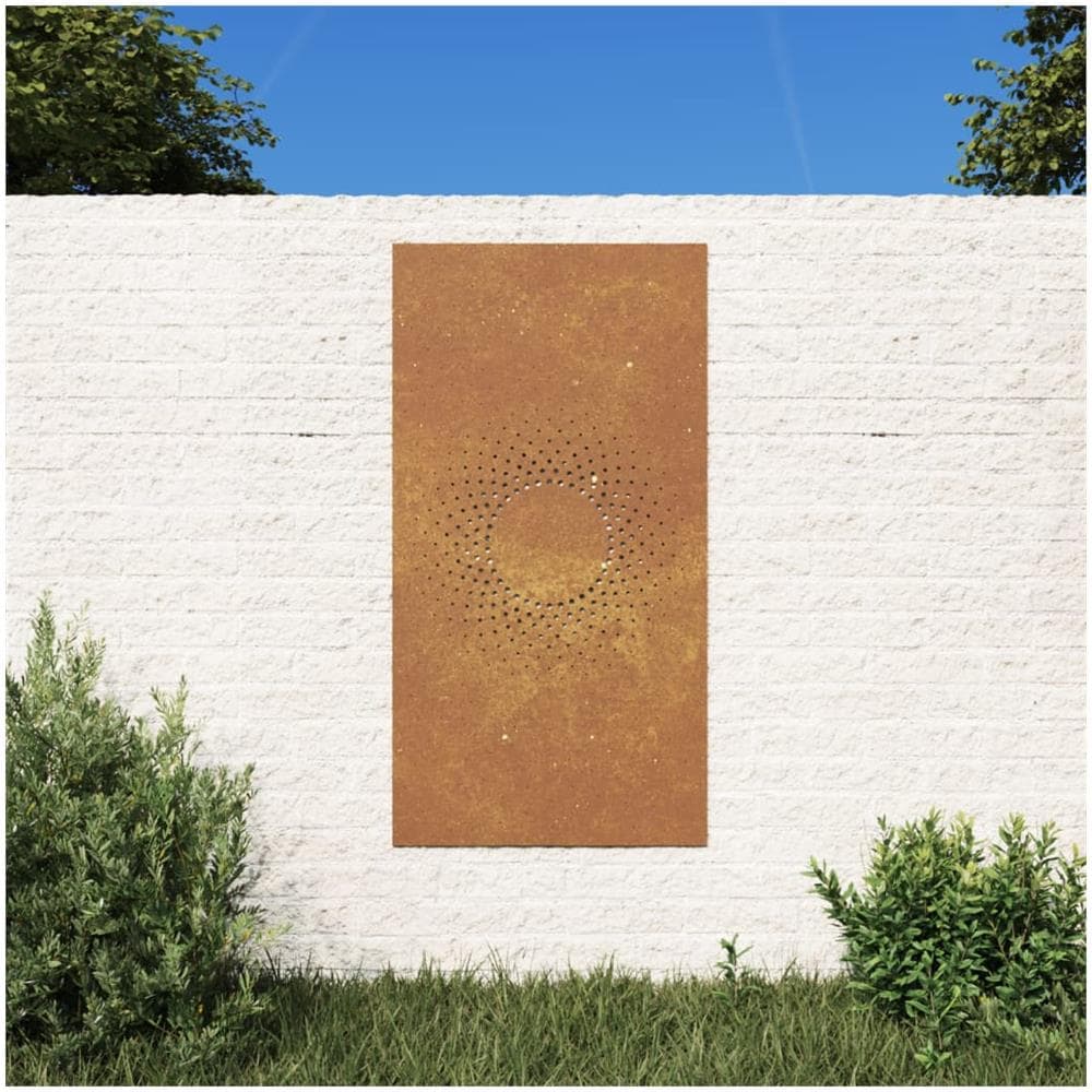 Decorazione Muro da Giardino 105x55 cm Sole in Acciaio Corten - Foto 1