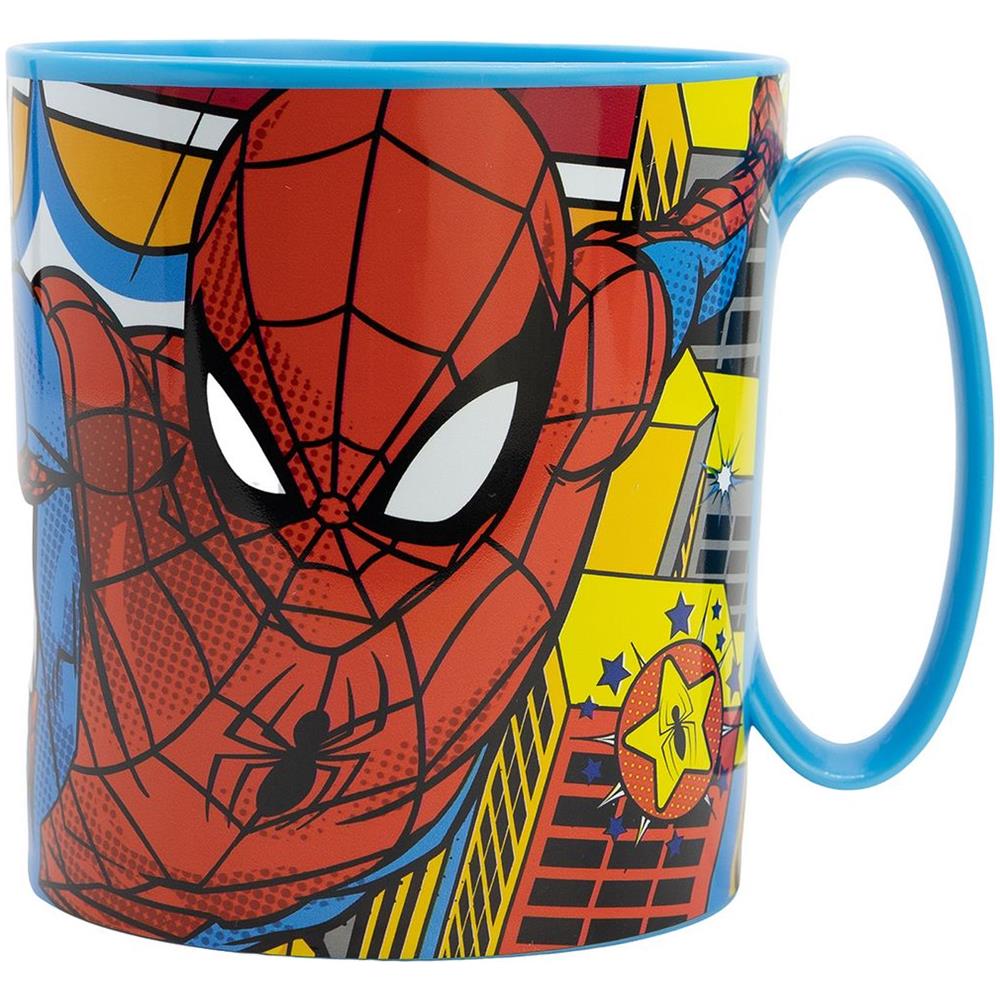 Tazza Blu Per Bambini In Plastica Spiderman Uomo Ragno Da 350 Ml Adatta Al Microonde - Foto 2
