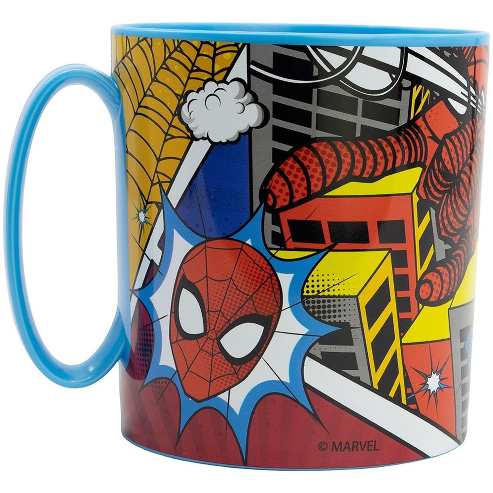 Tazza Blu Per Bambini In Plastica Spiderman Uomo Ragno Da 350 Ml Adatta Al Microonde - Foto 3