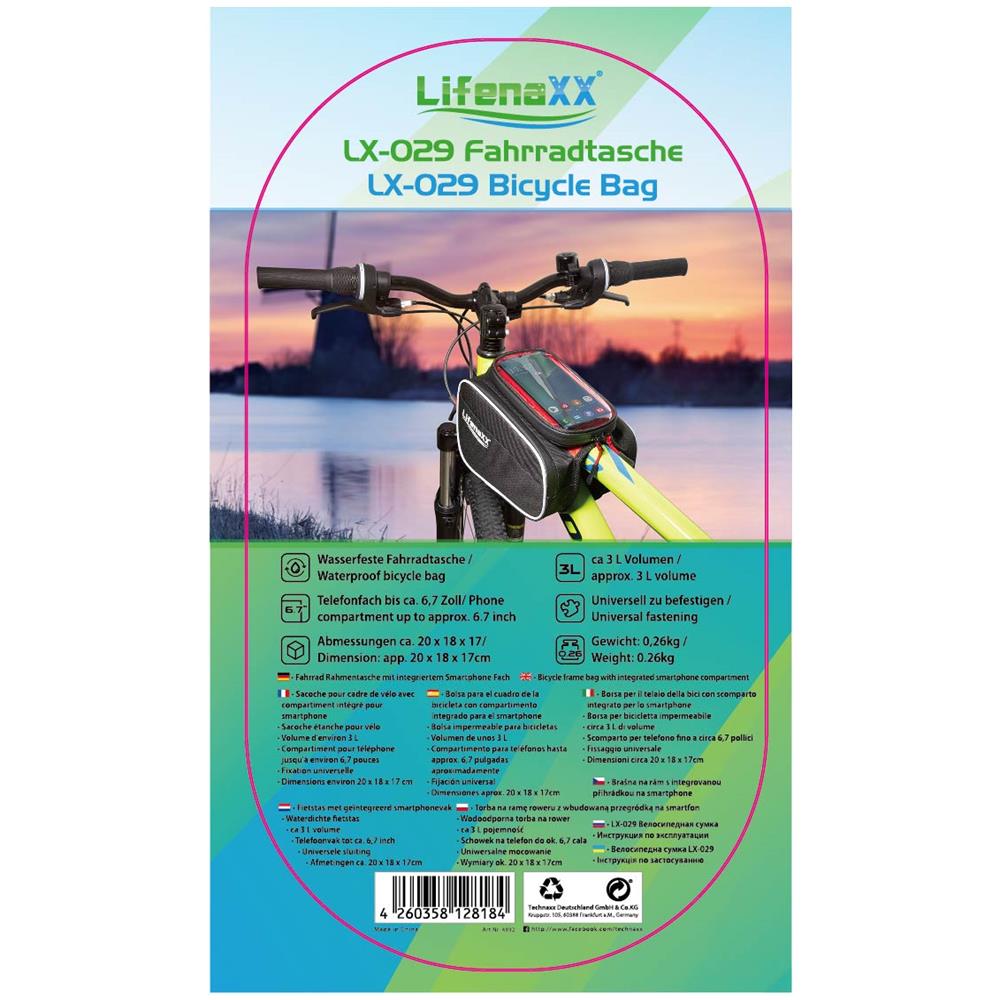 4932 Cestino e borsa per bicicletta Telaio Borsa da bicicletta 3 L Nero, Rosso - Foto 2