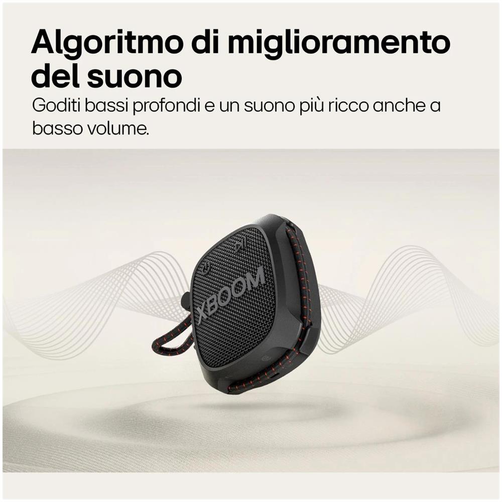 XBOOM Go XG2T | Speaker Bluetooth portatile 5W | Sound Boost, IP67, Autonomia 10 ore, Design resistente | Black - Foto 2